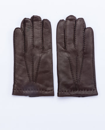 Luvas 100% Pele em Castanho Escuro